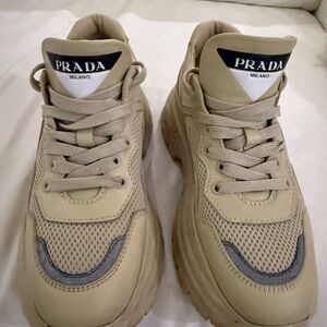 Prada Cream High-Top Sneakers
